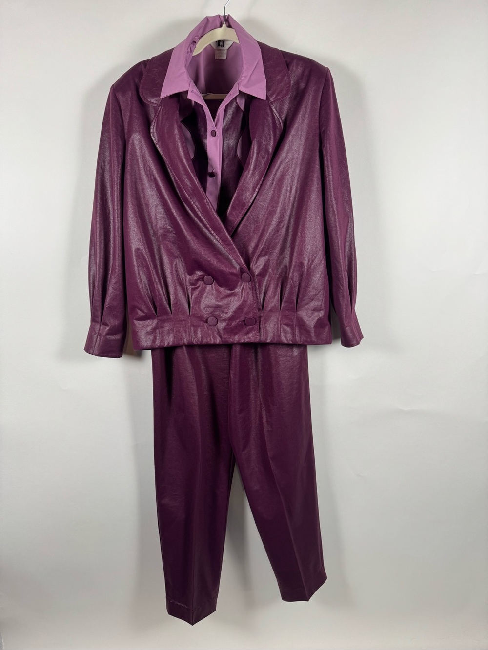 VTG Thermo Jac Purple Glossy 3 Piece Pantsuit Western 80's 90's Statement RARE